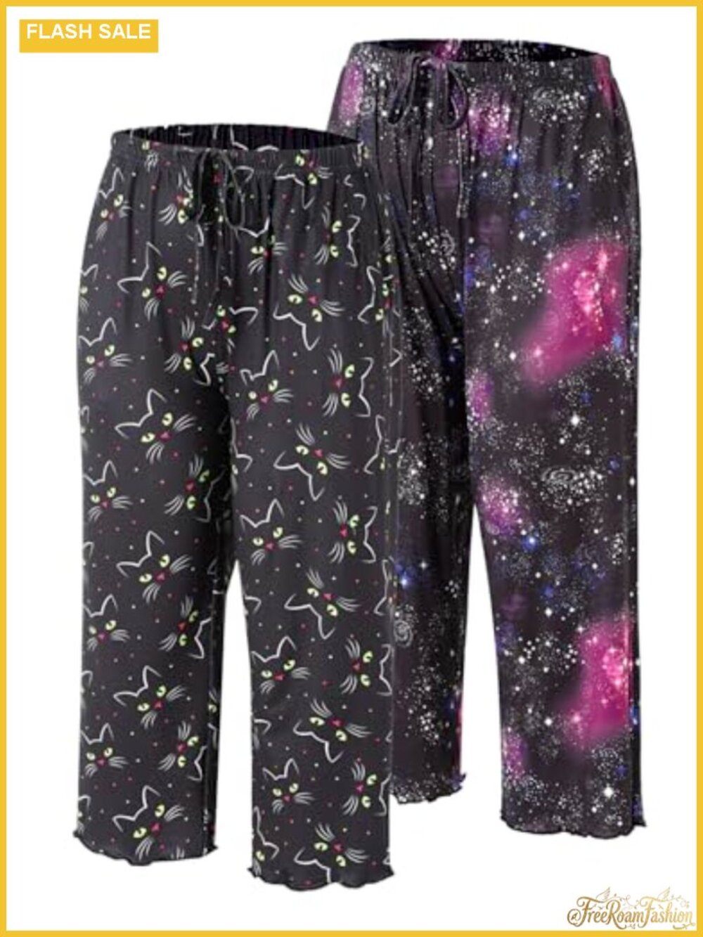 2-Pack Capri Pajama Bottoms Lounge Sleep Pants with Pockets